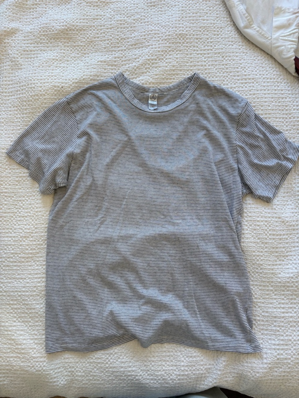 Alternative Apparel Kids Short-Sleeve Thin Stripe Tee - Gray & White